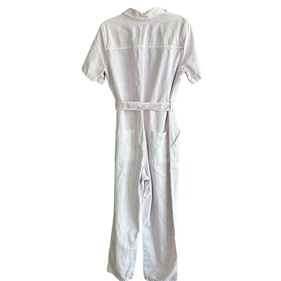 Old Navy Lavender Denim Jean Belted Coveralls Jumpsuit Size Large - Picture 3 of 11